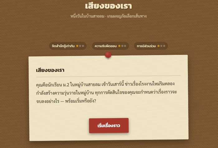 เสียงของเรา: เกมผจญภัยเลือกเส้นทาง