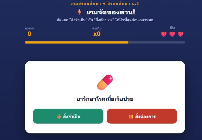 เกมจัดของด่วน! สิ่งจำเป็น VS สิ่งต้องการ