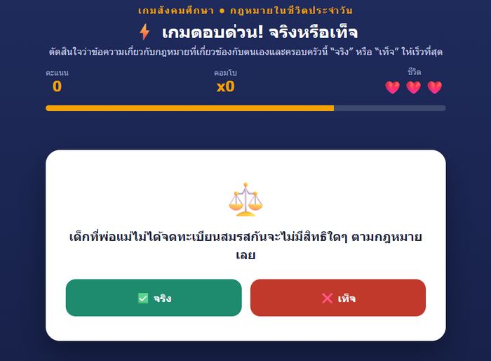 เกมตอบด่วน! กฎหมายในชีวิตประจำวัน