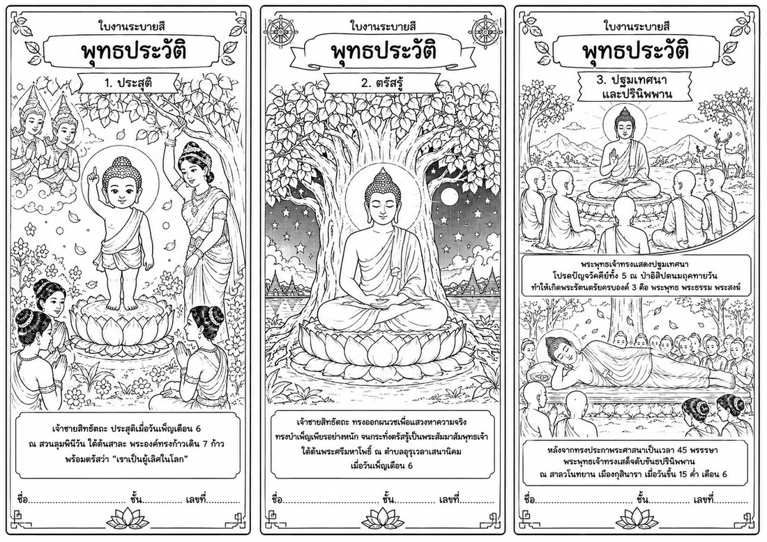 ใบงานพุทธประวัติ