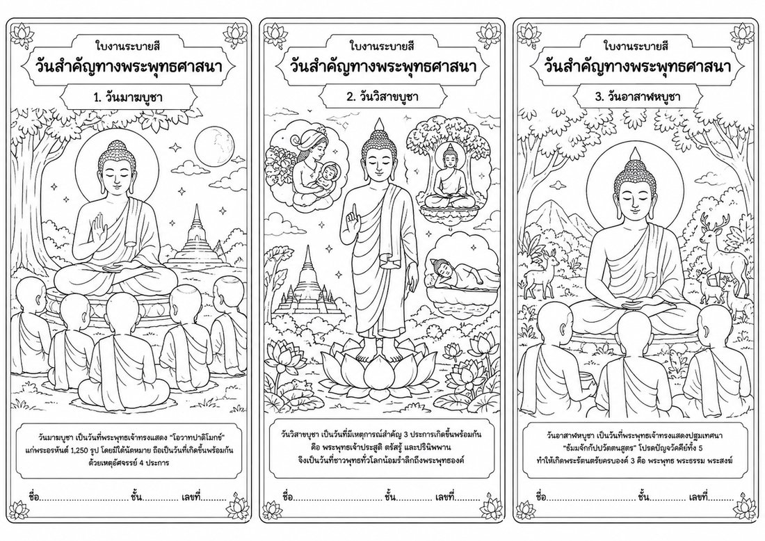 ใบงานวันสำคัญทางพระพุทธศาสนา ตอนที่ 1
